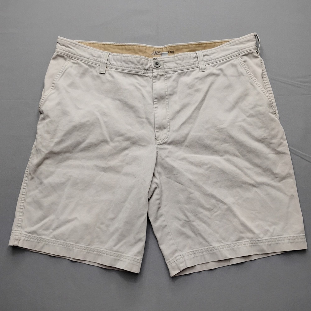 IZOD Saltwater Mens‎ Chino Shorts Khaki Tan Cotton Twill Size 42 10.5 Inseam